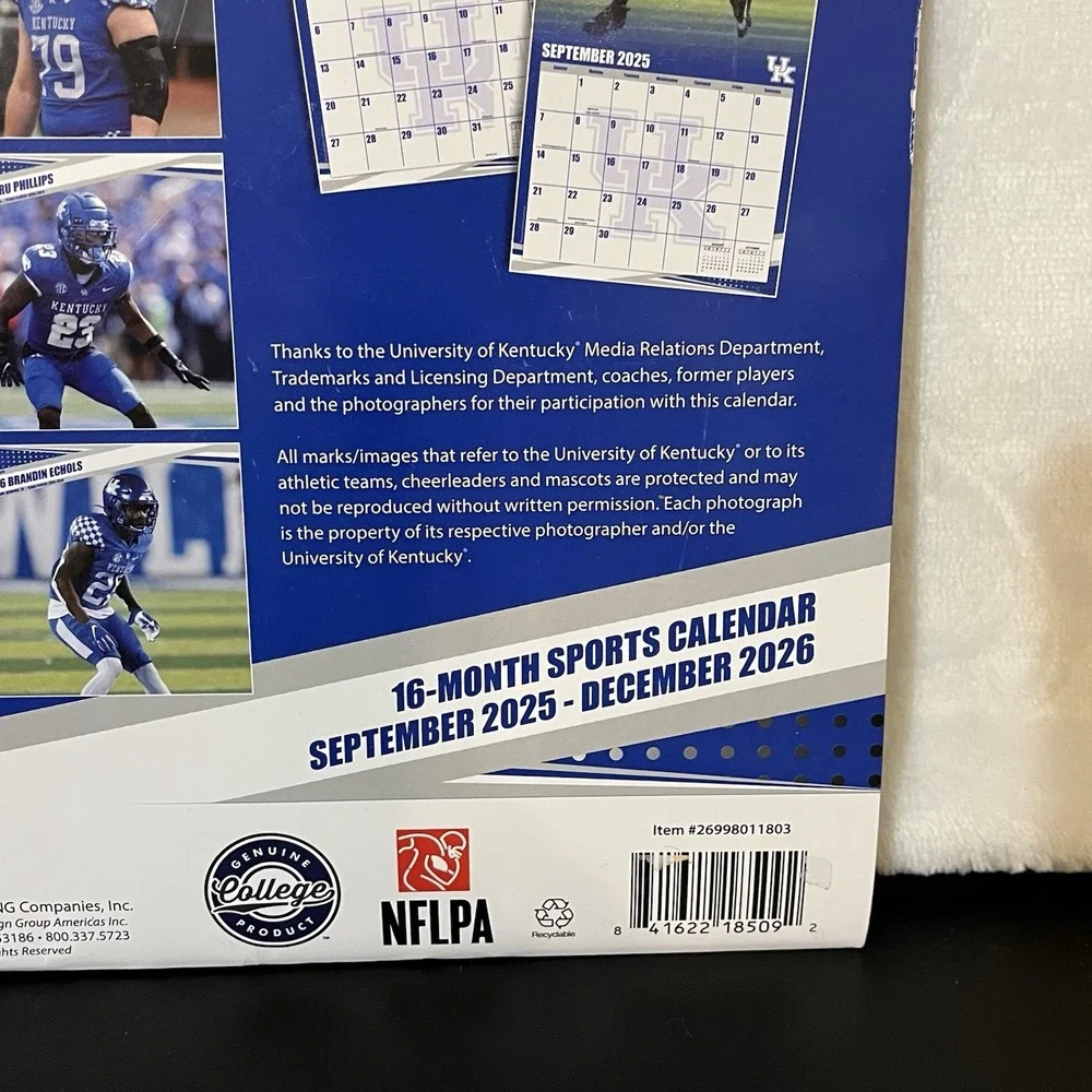 University Of Kentucky Calendar Wildcats Football 16 Month 12